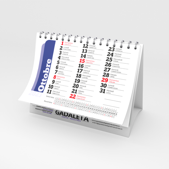 Calendario da banco con spirale metallica f.to 21x15 cm