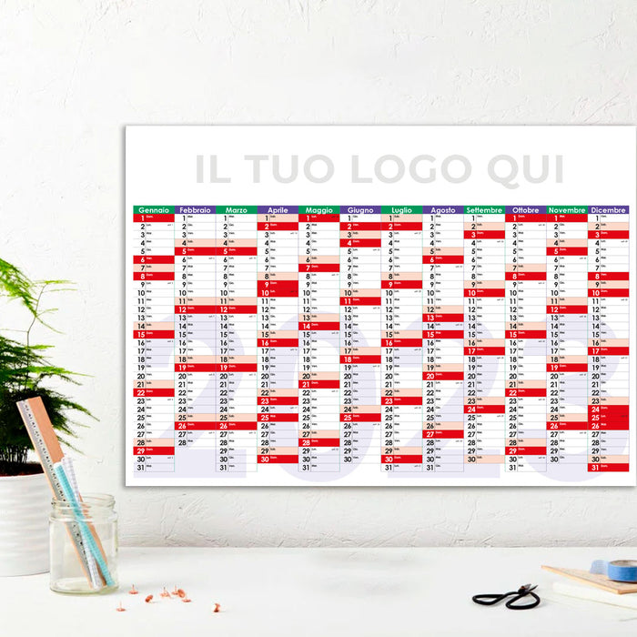 Calendario da muro f.to 100x70 cm su cartoncino usomano 200gr.