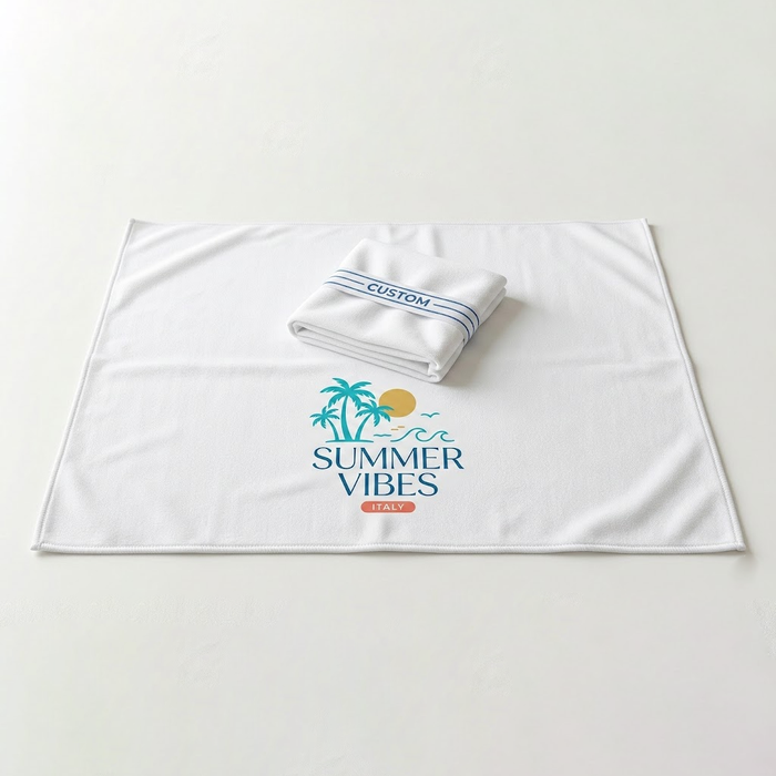 Telo Mare Personalizzato in Microfibra – Bianco Soft-Touch (70x120 cm)