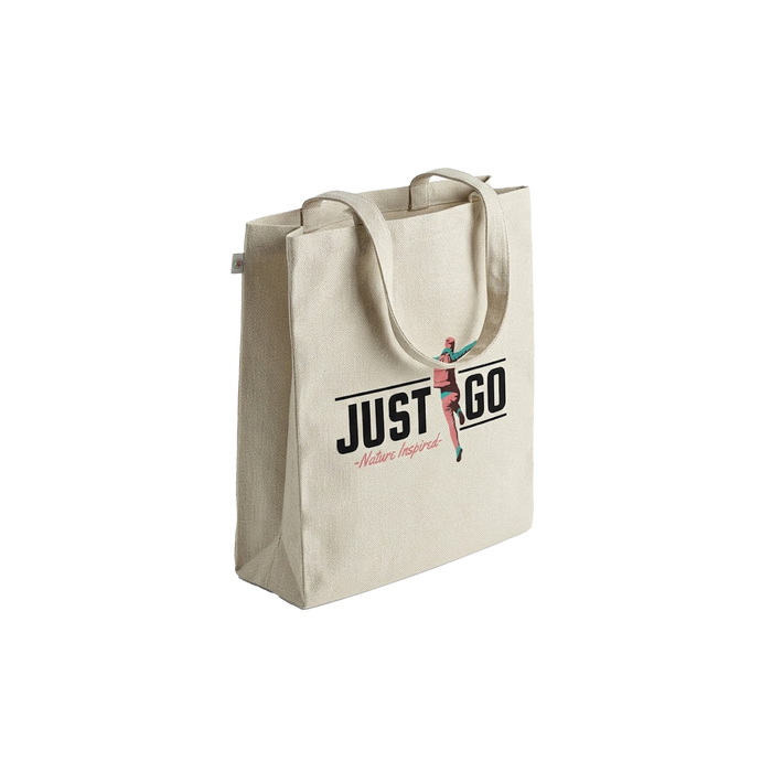 Borsa shopping in poliestere soft-touch manici lunghi 38x42 cm